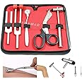 5 Piece Student Diagnostic Kit - Reflex Neurological Buck Hammer And Tuning Fork Set C 128 And C 512. Includes Wartenberg Pinwheel, Premium Steel Bandage Scissor 7.5” Black