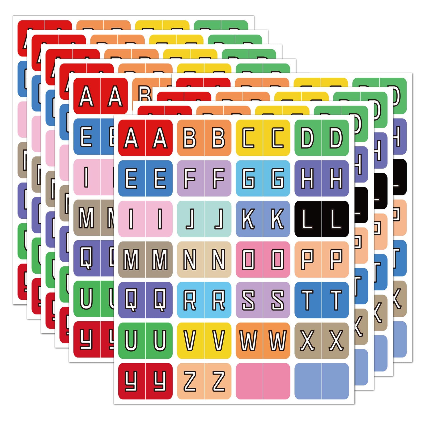 Alphabet A to Z 26 Letters Index File Folder Labels Multicolor Alphabet Tabs - Color Coded A to Z Tab Dividers Stickers Alphabet Letters Teacher Supplies Stickers for Classroom Book Organizing 560 Pcs