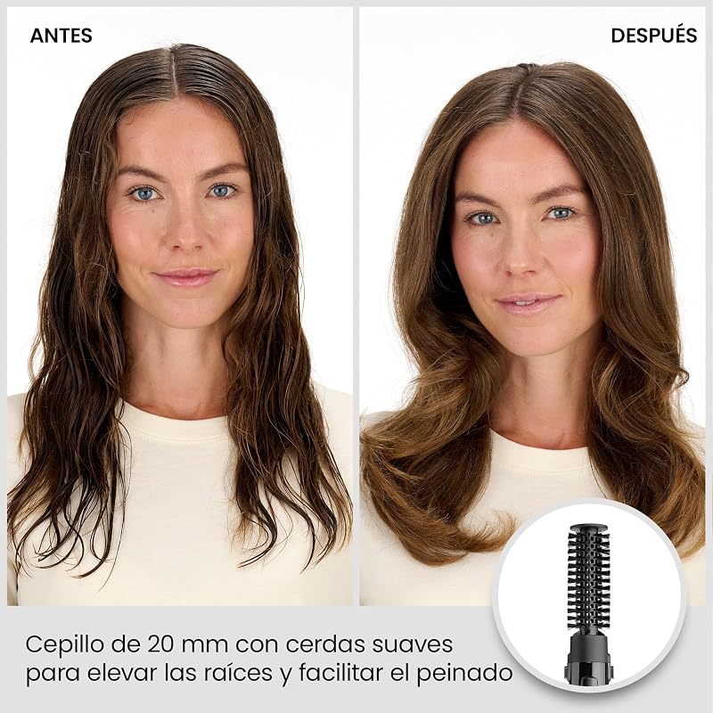 Cepillo de aire Perfect Finish – Peinados perfecto, 3 accesorios para Alisar, Agregar Volumen y Dar forma, 2 ajustes de calor + Aire frío, Tecnología iónica antiencrespamiento, AS126E