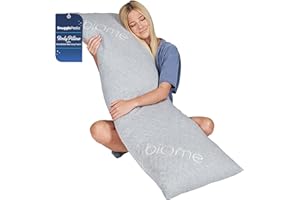 Snuggle-Pedic Body Pillow for Side Sleepers for Adults - Full Body Maternity Pillow Support Legs, Belly & HIPS - Shredded Memory Foam & Cooling Pregnancy Pillow Cover - 20x54 Light Gray