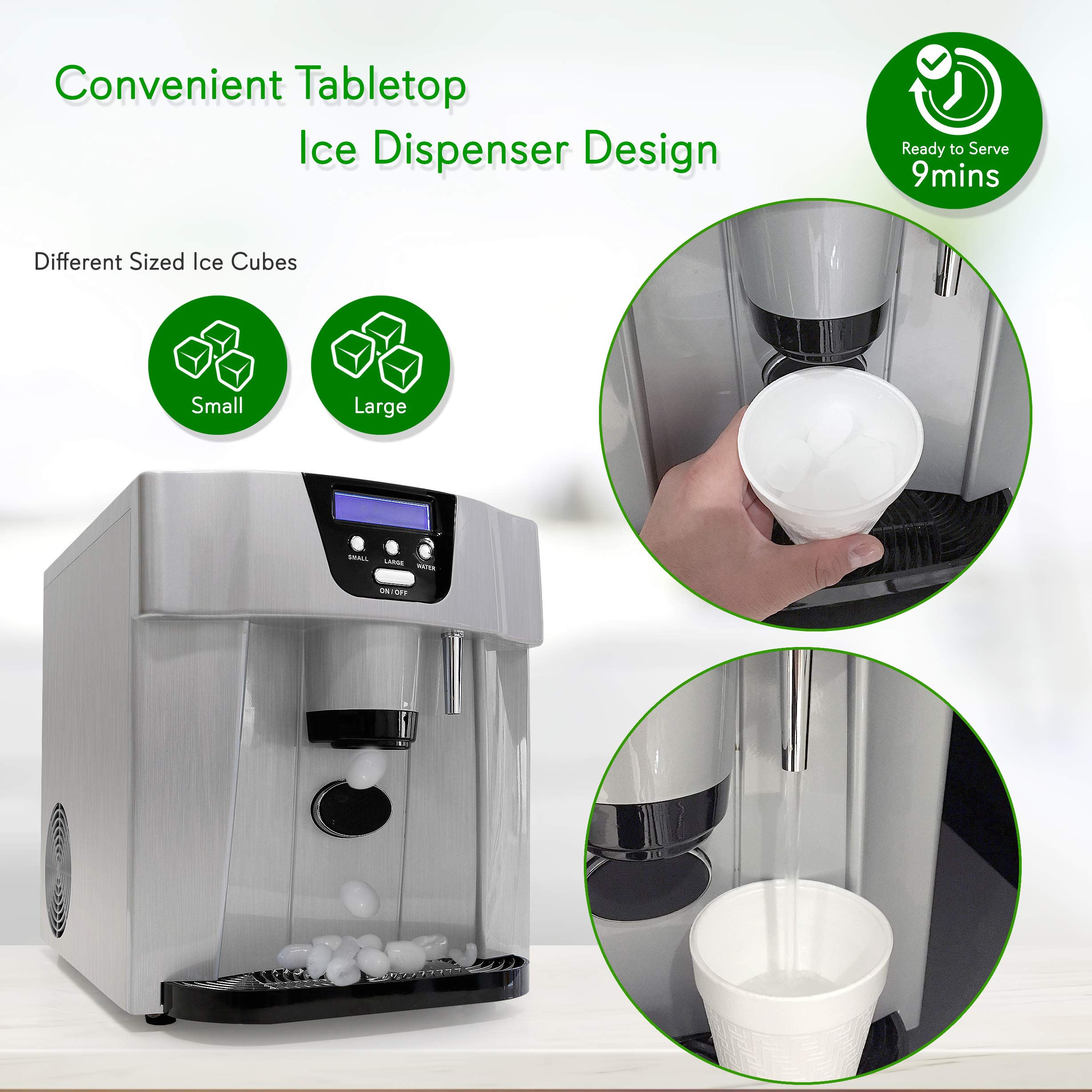 NutriChef Ice Maker And Dispenser Upgraded Machine Countertop Ice