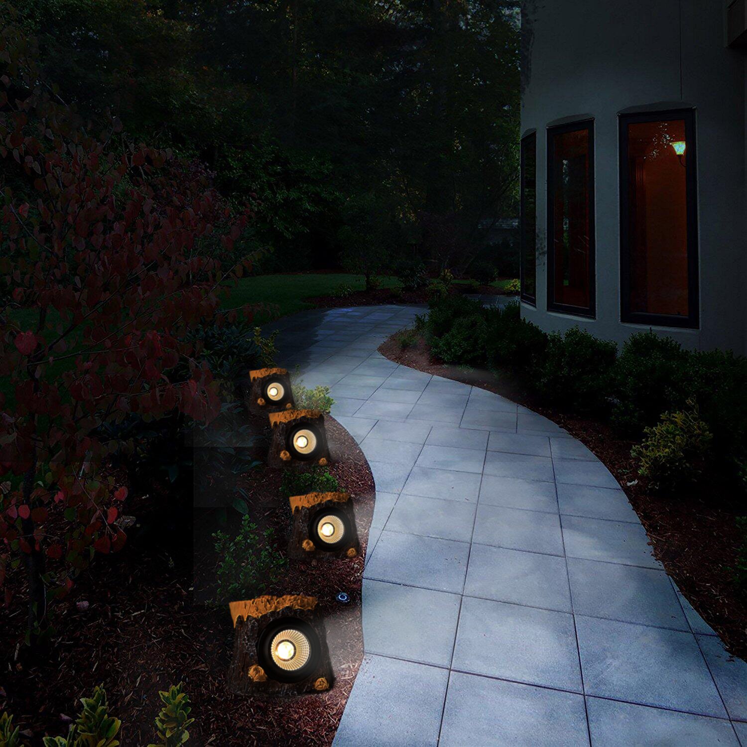 Greluna Outdoor Solar Garden Stump Light, 2 Modes LED Solar Powered Light,LED Solar Decor Light