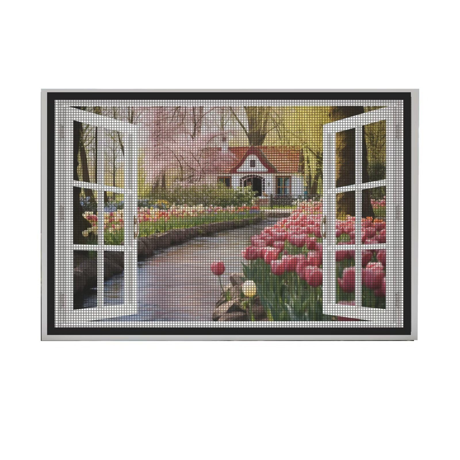 Moustiquaire Pour fenêtre sans perçage, moustiquaire de fenêtre 120 x 130 cm, moustiquaire Pour fenêtres, moustiquaire, fenêtre de toit, fenêtre moustiquaire, Noir