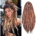 22 Inch Wool Double Ended Dreadlock Extensions,15 Strands DE Ends Mixed Brown Synthetic DE Dreads Thin Soft Fake Dreads Hippie Style Dreadlock for Women
