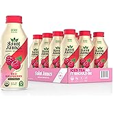 Saint James Iced Tea - Organic Black Tea - Non-GMO, Gluten Free, Zero Calorie, Zero Sugar - Red Raspberry, 12 Pack (16 fl oz each)