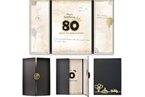 DOUBLESHOOT 80th Birthday Guest Book Black Gold Party Decorations for Men 12"x18" - 80 Years Guest Book Sign in Poster Card - Eighty Keepsake, Gift Aged to Perfection - Pen Not Included