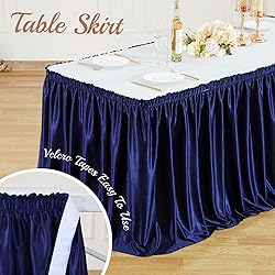 17ft Length Glitter Navy Blue Table Skirt for 8ft