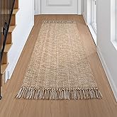 Collive Kitchen Runner Rug, 2' x 4.3' Hand-Woven Reversible Washable Rugs, Tan Cotton Modern Farmhouse Bathroom Mat Hallway Carpets for Foyer Bedroom Entry Back Door Decor
