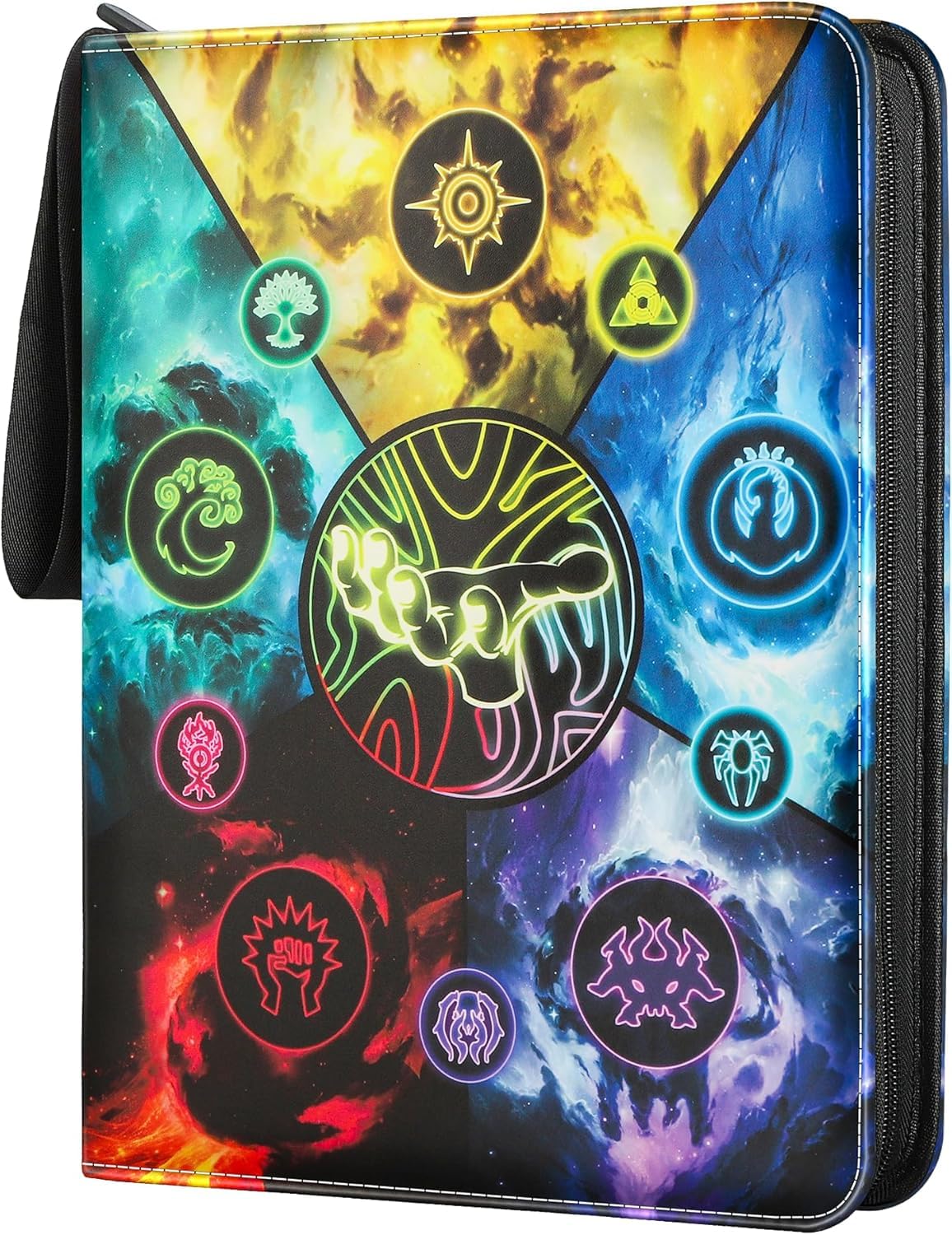 DABEEZDS Card Binder for 9 Pocket with 50 Premium 0.08mm Removable Sleevs for 900 Cards, Trading Card Binder - PU Waterproof & Portable Carrying Case Card Collection Folder (9-Pocket) (Combine)