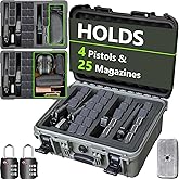 TSA Approved Pistol Gun Case for Multiple Handguns – Hard Shell Waterproof & Dustproof Travel Case with Pre-Cut Foam and 2 TSA Locks for Range & Safe Storage