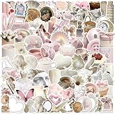 100pcs Coquette Stickers Pack - Cute Waterproof Vinyl Aesthetic Stickers for Girls | Laptop, Water Bottle, Phone, Guitar Decoration (Random Pink Designs)