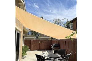 KANAGAWA Sun Shade Sail 20'X26' Sand Oversize Rectangle UV Block Canopy Awning Shelter Fabric Cloth Screen with Shade Sail Hardware Kit for Outdoor Patio Garden Backyard
