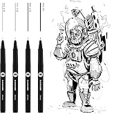 Molotow Blackliner 4-Pen Set 2 - .3mm, .5mm, .7mm, 1mm Tips, 1 Set Each (200.487)