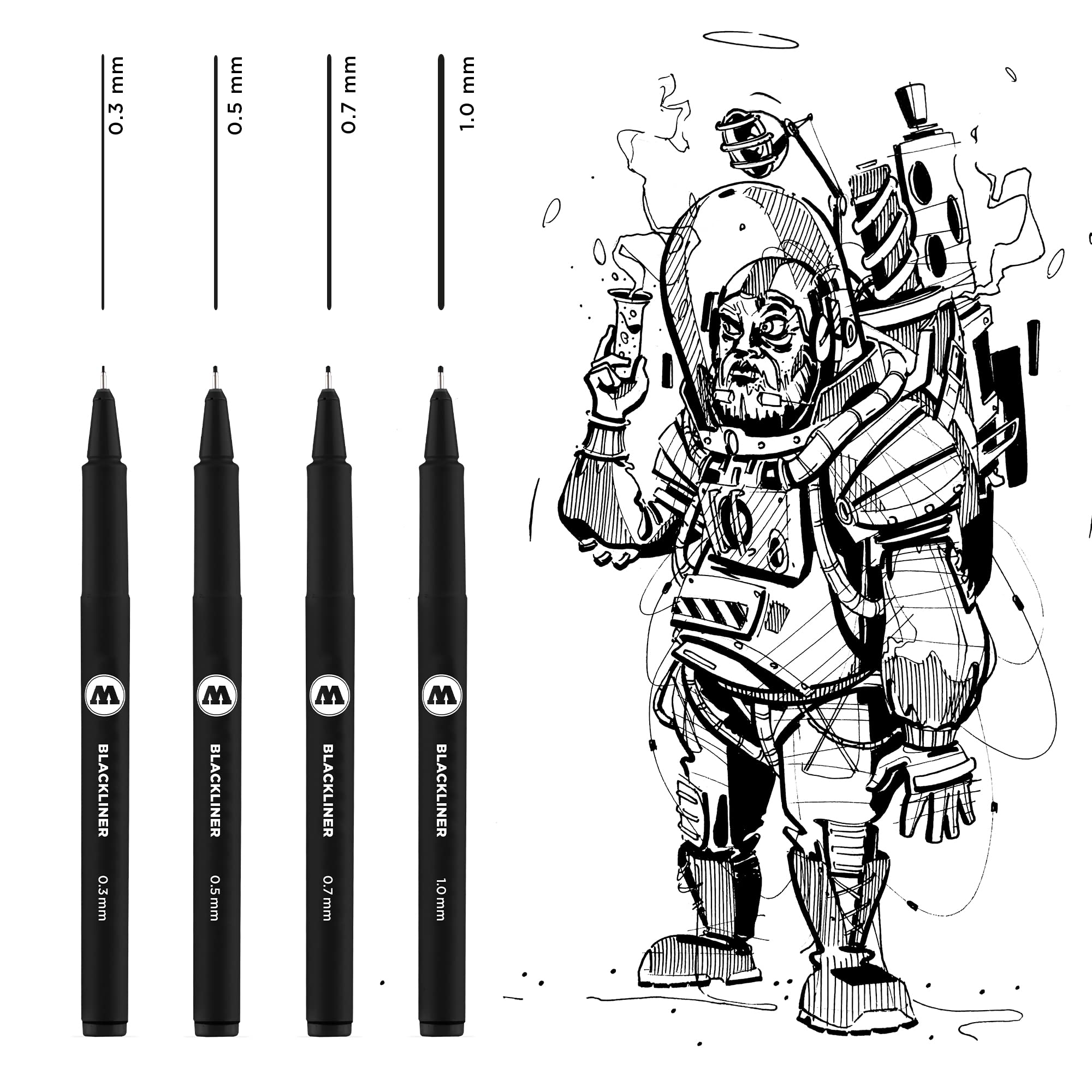 Molotow Blackliner Black Marker Brush - MO200486 Set 2 4er Set Black — image 1