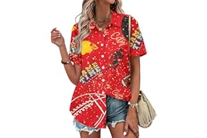 EGELEXY Football Game Day Shirts Women : Football Number 87 Shirts Football Season Hawaii Button Down Blouse Tops