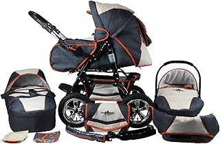 Bergsteiger Milano Kombikinderwagen + Autositz mit Travelsystem (Megaset 10 - teilig); Farbe: Beige &amp; Grey