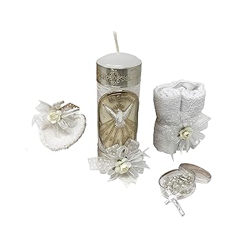 catholic baptism candle set for boy