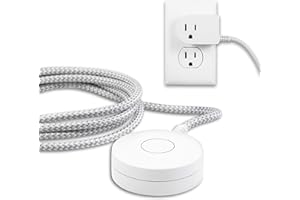 Philips Grounded Plug with Braided Cord, 6 Ft Long Power Cable, ON/Off Switch, for Tabletop or Wall Mount, Perfect for Lamps/Seasonal Lights, 3 Prong,Slip Resistant Base,SPS1611WA/37,White