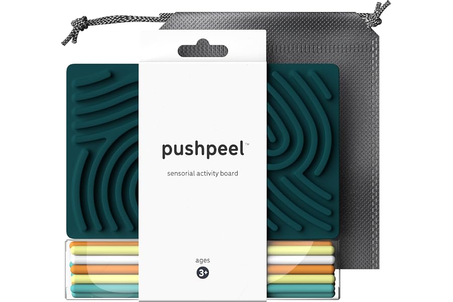 Pushpeel Sensory Activity Board: Silicone Fidget Toy for Calming, Stress, Anxiety, ADHD & Autism | Silent, No Mess | Kids 3+ & Adults | Includes Portable Travel Bag & 11 Strings