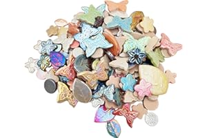 BTMIEY 500g/1.1lb Random Color Irregular Ceramics Mosaic Tiles,DIY Making Creative Ceramic Mosaic Tiles for DIY Craft Plates Flowerpots Vases Cups Mosaic Making Supplies (Leaves+Flowers+Butterflies+Round)