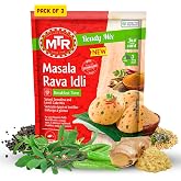 MTR Masala Rava Idli Mix - Authentic Indian Breakfast, Snack, and Meal Mix - Ready to Cook, Quick &amp; Easy, No Preservatives, Vegetarian, Delicious Spiced Semolina &amp; Lentil Cake Mix - 500g, Pack of 3