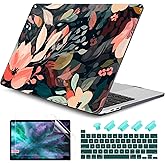 DONGKE Compatible with MacBook Pro 13 inch Case 2024 2023-2020 Release A2338 M2/M1 A2251 A2289 with Retina Display & Touch ID, Plastic Hard Shell & Keyboard Cover & Screen Film - Painted Florals