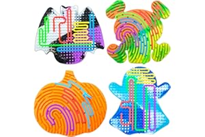 ONKULL 4 Pcs Halloween Sensory Activity Board Toys Double-Side Silicone Fidget Toy for Kids Boys Girls Calming for Anxiety Halloween Basket Stuffers Party Favors Gifts Trick or Treat Toy