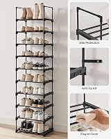 SONGMICS 10 Tier Large Shoe Rack Metal DIY Storage Shelf 45 x 30 x 174 cm view 8