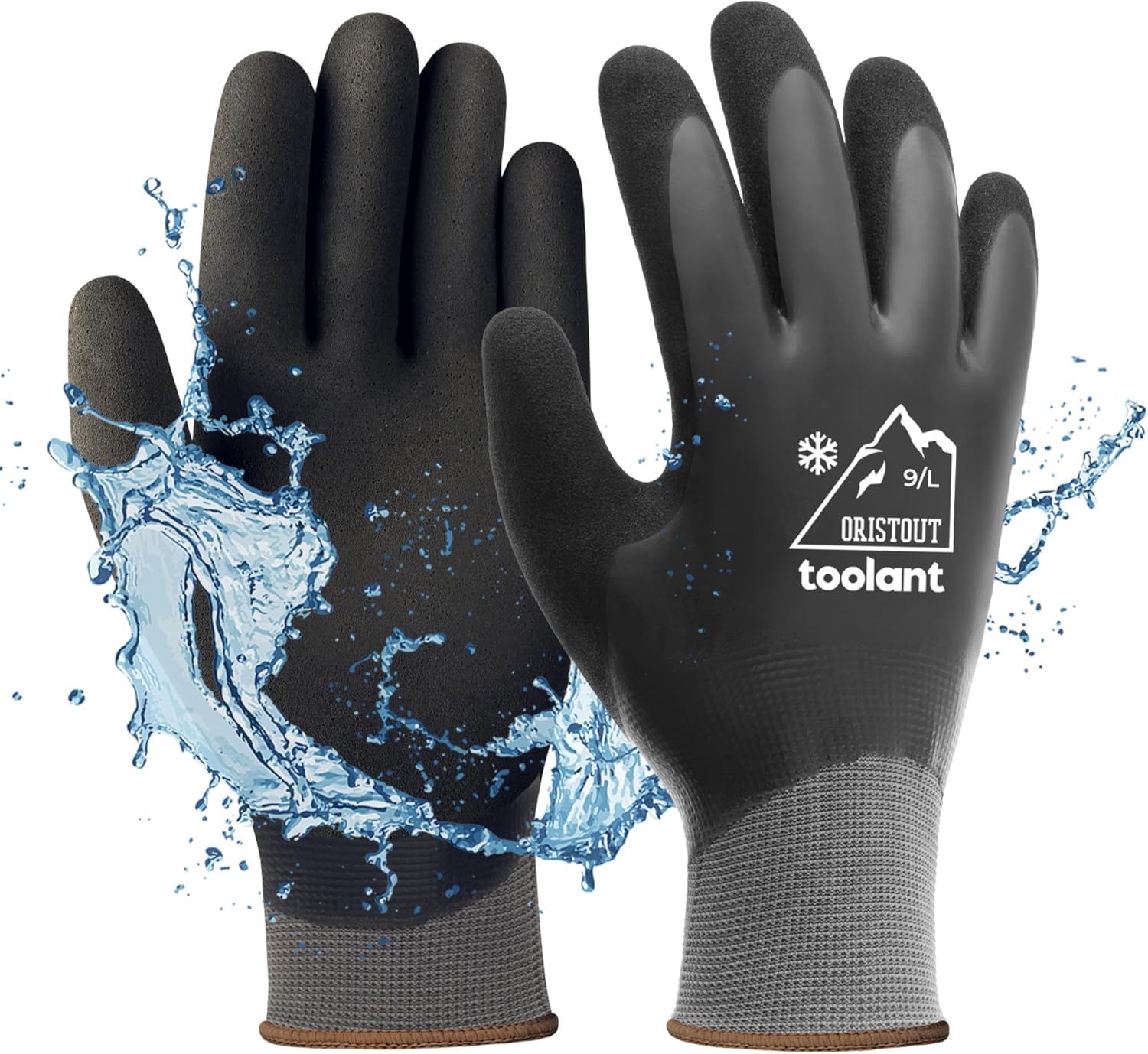 OriStout Waterproof Winter Work Gloves for Men and Women, Touchscreen, Freezer Gloves for Working in Freezer, Thermal Insulated Fishing Gloves, Super Grip, Grey, Large