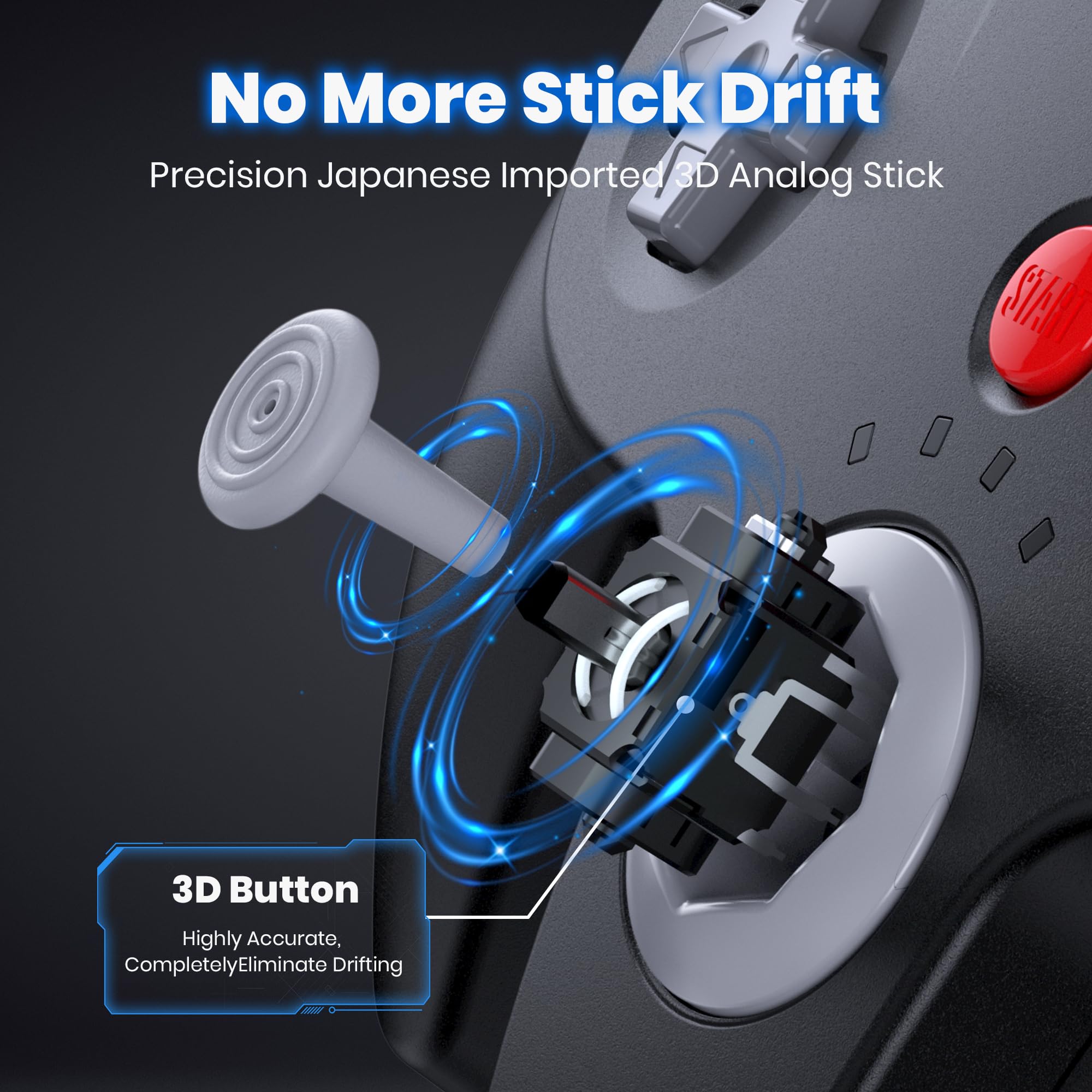 miadore 2 Pack Wireless N64 Switch Online Controller For Switch 1/2/OLED/Lite, 2.4GHz mit USB-Empfänger, Plug & Play,Gamepad-Joystick kompatibel mit Windows PC/MAC IOS/Raspberry pi (Schwarz) 3