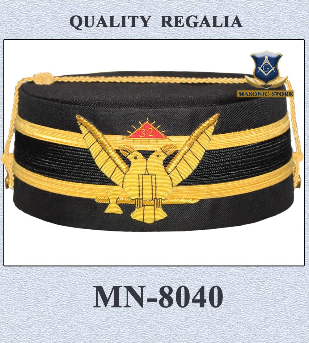 Masonic A.A.S.R. 32 Degree WU Cap-Crown Hand Embroidery - SIZE 7-56 CM – 22.4”