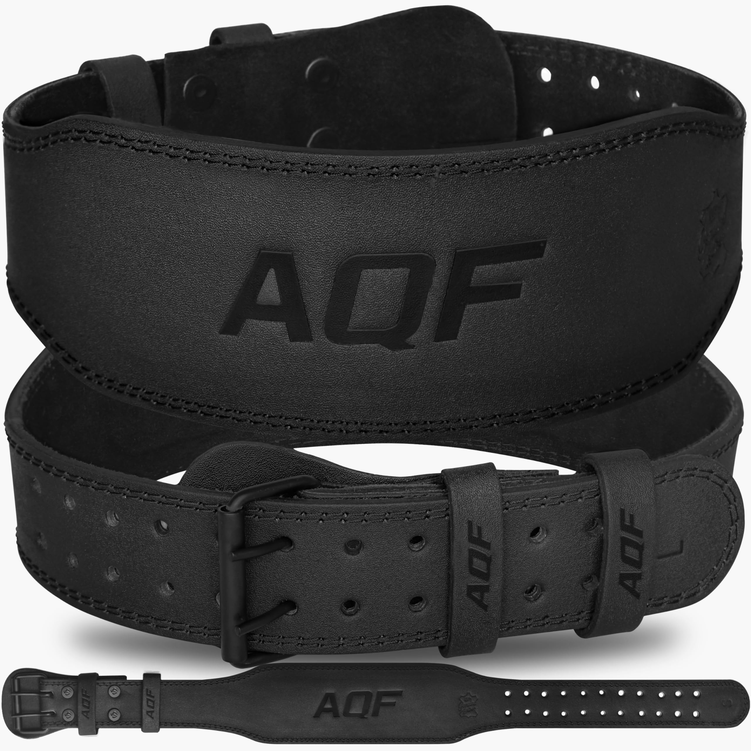 AQF Weight Lifting Belt for Men Gym Fitness, 4" Padded Lumbar Back Support, 7mm Thick Leather Training Belt, Ideal for Powerlifting, Bodybuilding