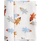 Muslin Swaddle Blankets, 70% Rayon from Bamboo and 30% Cotton, Large 47 x 47 Inches – Soft & Breathable Receiving Blanket for Unisex Newborns, (Gingerbread Joy)