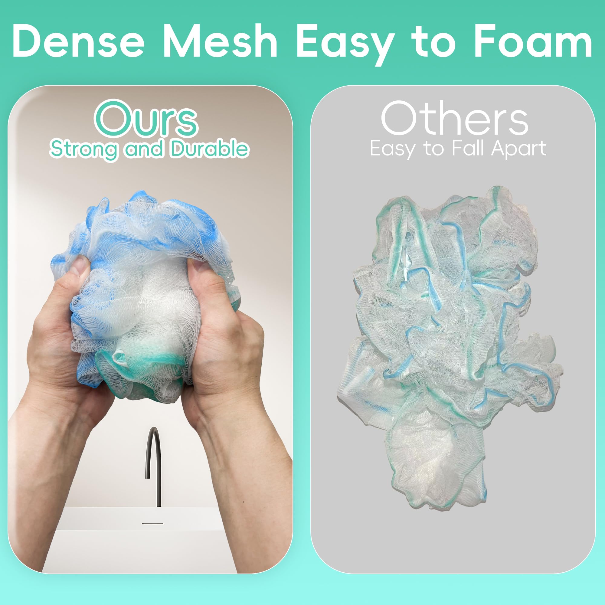 LCZLBath Loofah 4 Pack 75g Extra Large Loofa Set Soft Bath Sponge Thick Body Wash Puffs for Shower