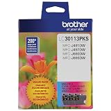 Brother Genuine LC30113PKS 3-Pack Standard Yield Color Ink Cartridges, Page Yield Up to 200 Pages/Cartridge Includes Cyan, Magenta and Yellow, LC3011