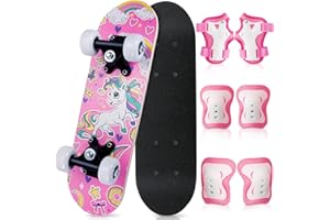 Honoson 7 Pcs Skateboard for Toddlers Beginners Knee Elbow Pads Wrist Guards Gear Set