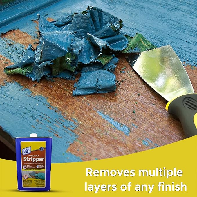 Klean Strip Premium Stripper Non Methylene Chloride Formula Fast Acting Liquid Works 15 Mins Removes Multiple Layers Of Latex And Oil Based Paint Now Comes With Putty Knife By Centaurus Az 1 Quart Amazon Com