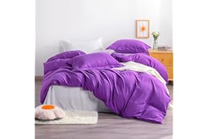 NTBAY Twin Duvet Cover Set, 1 Duvet Cover and 1 Pillow Sham, Soft Brushed Microfiber Comforter Cover for Kids with Zipper Closure, Purple