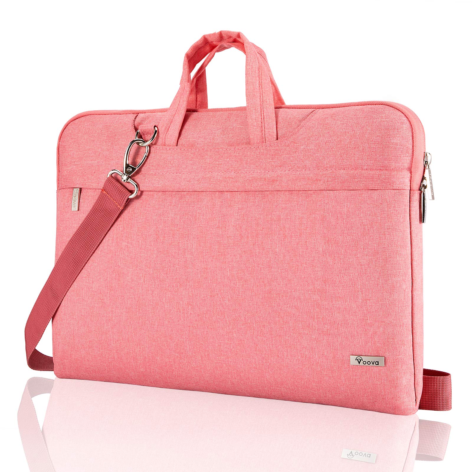 Voova Laptop Bag 14-15.6 Inch, Waterproof Laptop Case Sleeve with Shoulder Strap, Computer Cover Compatible with MacBook Pro 16, Dell XPS 15, Acer Asus Hp Chormebook for women ladies& Girls boys -Pink