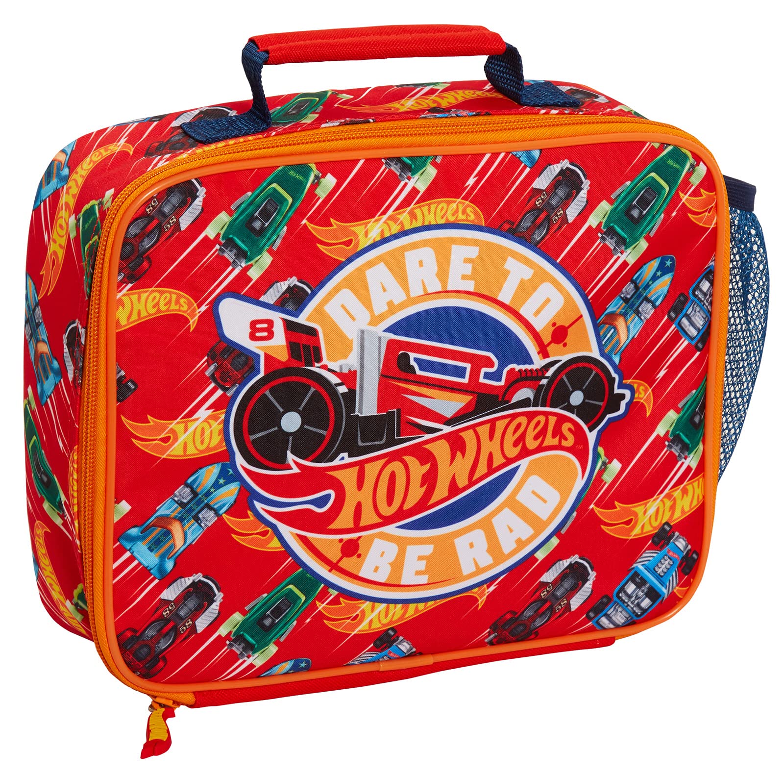 Hot Wheels Lunch Bag for Kids Cars Lunch Box School Travel Insulated Lunchbag with Drinks Holder