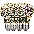 Edearkar A19 3D Firework LED Light Bulbs 4.5W Equivalent 45W (4-Pack) E26/E27 LED Decorative Bulb, Warm White 2200K, 85-265V Stained Glass Decoration Light for Holiday Decoration, Party, Bar, KTVs