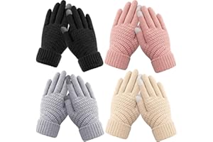 Trifabricy Womens Winter Gloves - Warm Soft Touchscreen Winter Gloves for Women, Elastic Cuff Knit Glove for cold weather
