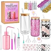 kiddgroo Snow Globe Tumbler Supplies ,16 Pcs DIY Glitter Snowglobe Cup Set– Includes 16oz Double-Wall Acrylic Tumbler, UV DTF Wraps, Craft Glitter, and DIY Tools