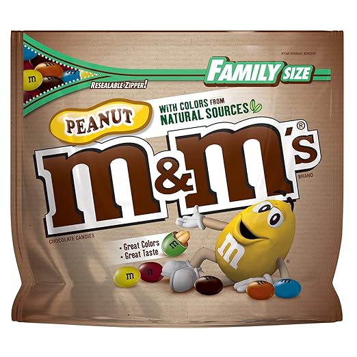 M&M'S Peanut Chocolate Candy With Colors From Natural Sources Family Size 19.2-Ounce Bag