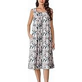 Lesserwing Long Sleeveless Nightgowns for Women Victorian Nightdress Embroidery Ladies Gowns with Pockets