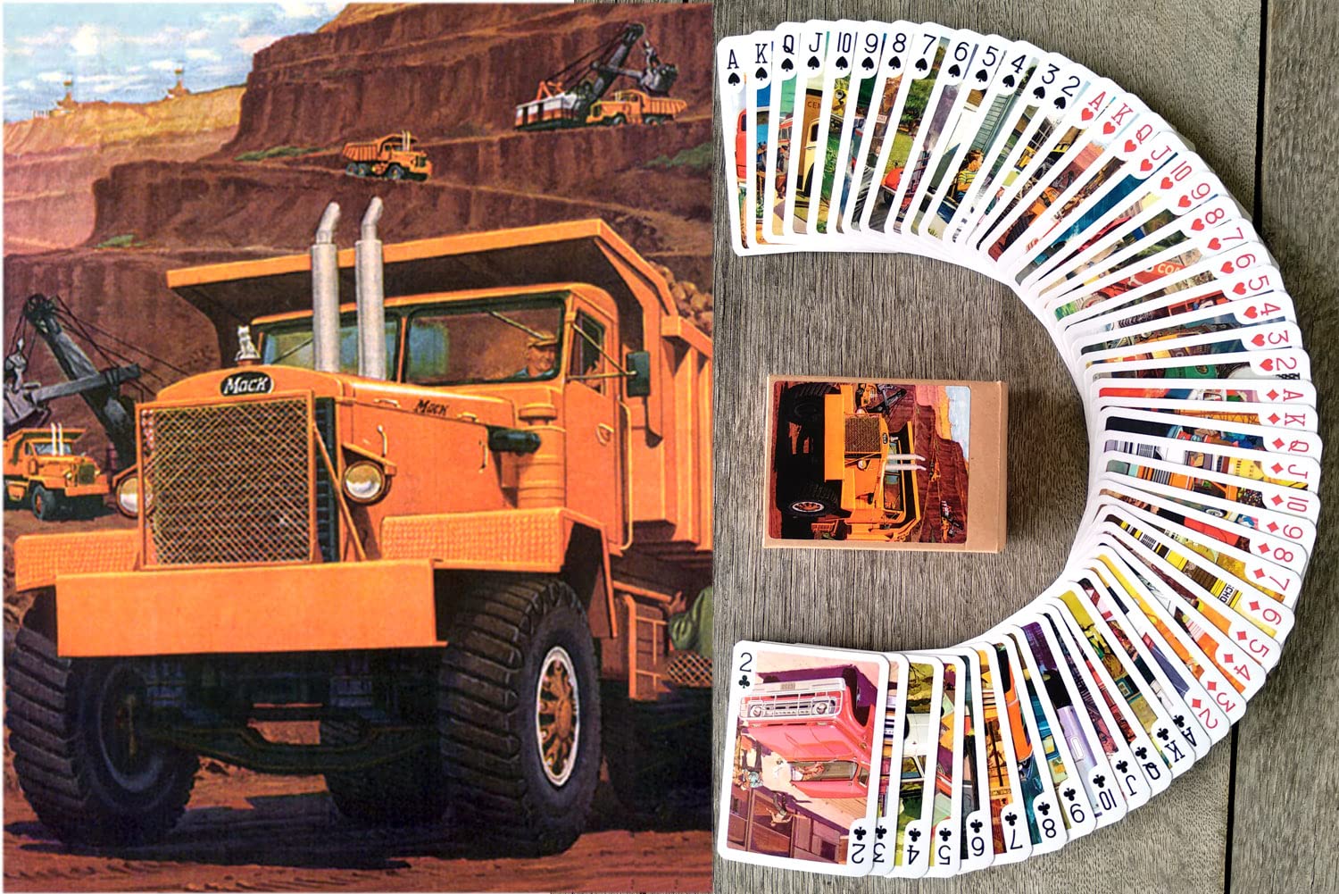 Heavy Trucks Playing Cards (Poker Deck 54 Cards All Different) Vintage Retro Automotive Posters Trucks Commercial Machinery