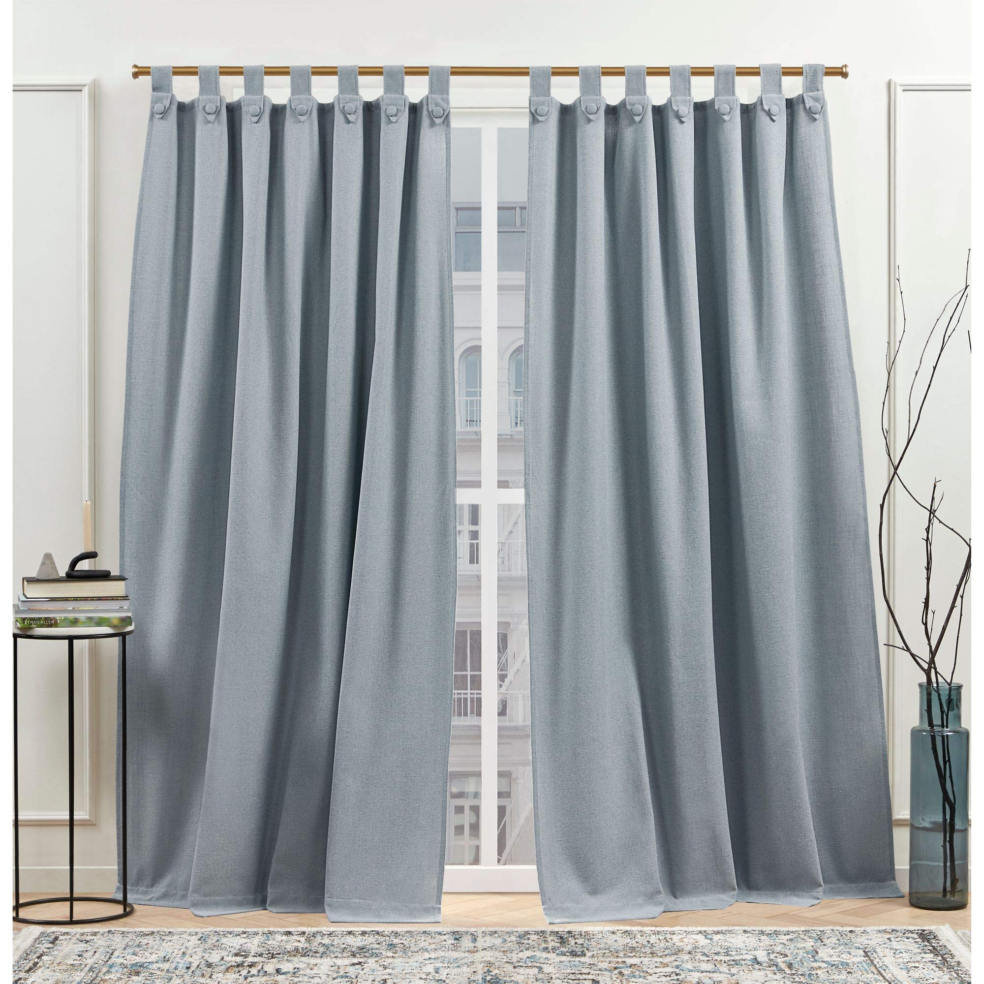 Nicole Miller Peterson Light Filtering Tuxedo Tab Top Curtain Panels, 54x108, Slate Blue