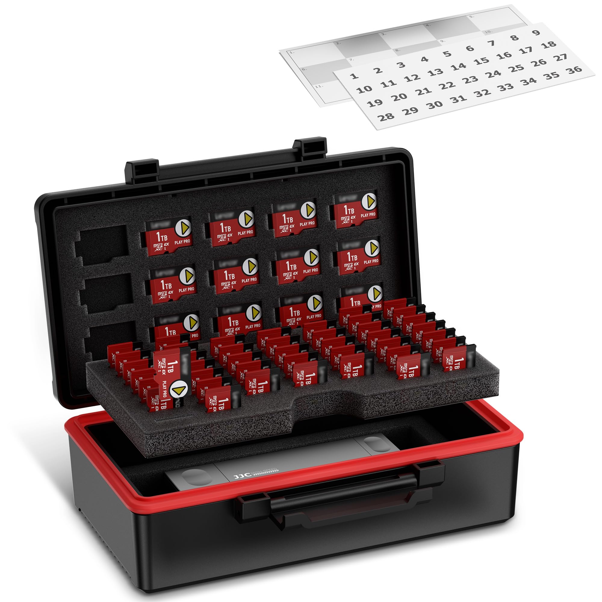 Kiorafoto 58 Slot Memory Card Case Holder Water-Resistant for 58x Micro SD/TF - with Card Label Sticker, MSD Card Holder Box Organizer Storage