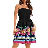 elescat Summer Dresses for Women Strapless Casual Beach Cover Ups Tube Top Sundress