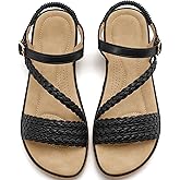 Aomigoct Dressy Womens Sandals Summer: Comfortable Strappy Flats Sandals Women - Beach Walking Woman Shoes